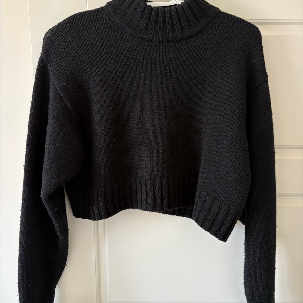 Wilfred Free Black Cropped Turtleneck Sweater